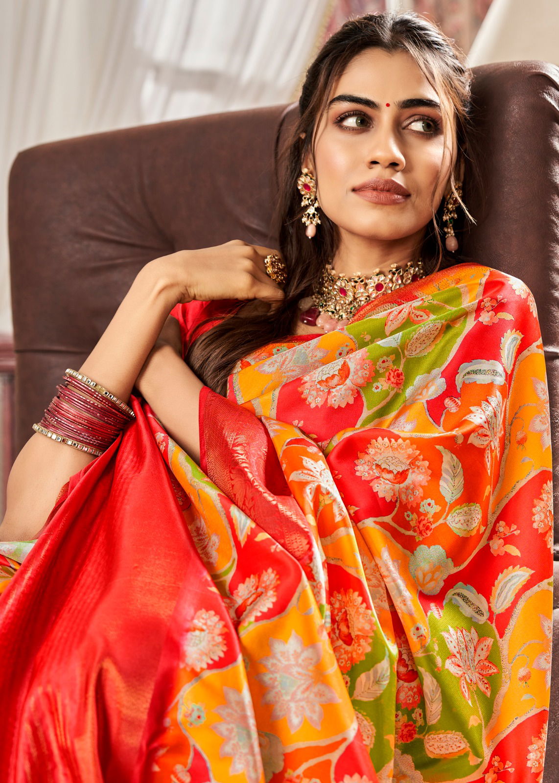 Sunheri Rajpath Designer Satin Printed Sarees Catalog